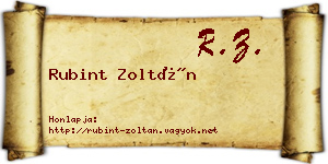 Rubint Zoltán névjegykártya